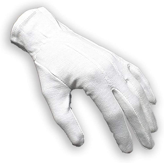 1 Pair (2 gloves) Gloves Legend 100% White Cotton Marching Band Parade Formal dress gloves - Size Medium (Medium)
