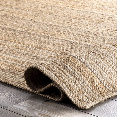 nuLOOM Rigo Hand Woven Farmhouse Jute Area Rug, 4' Square, Natural