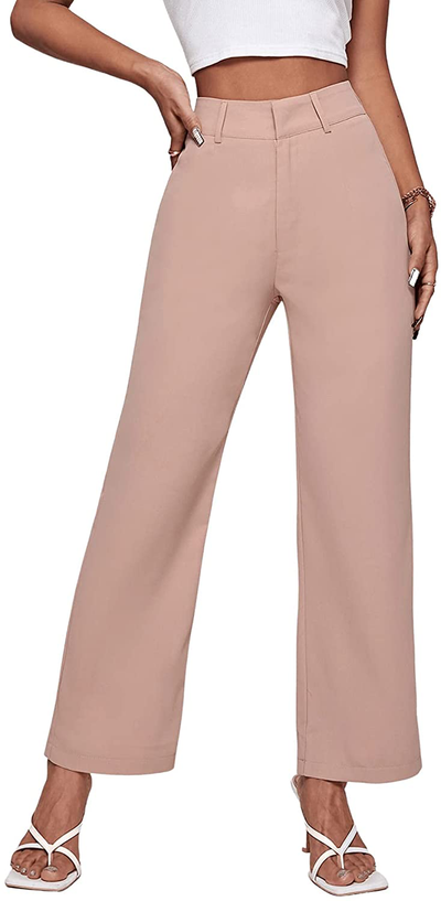 SweatyRocks Women's Elegant High Waist Solid Long Pants Office Trousers