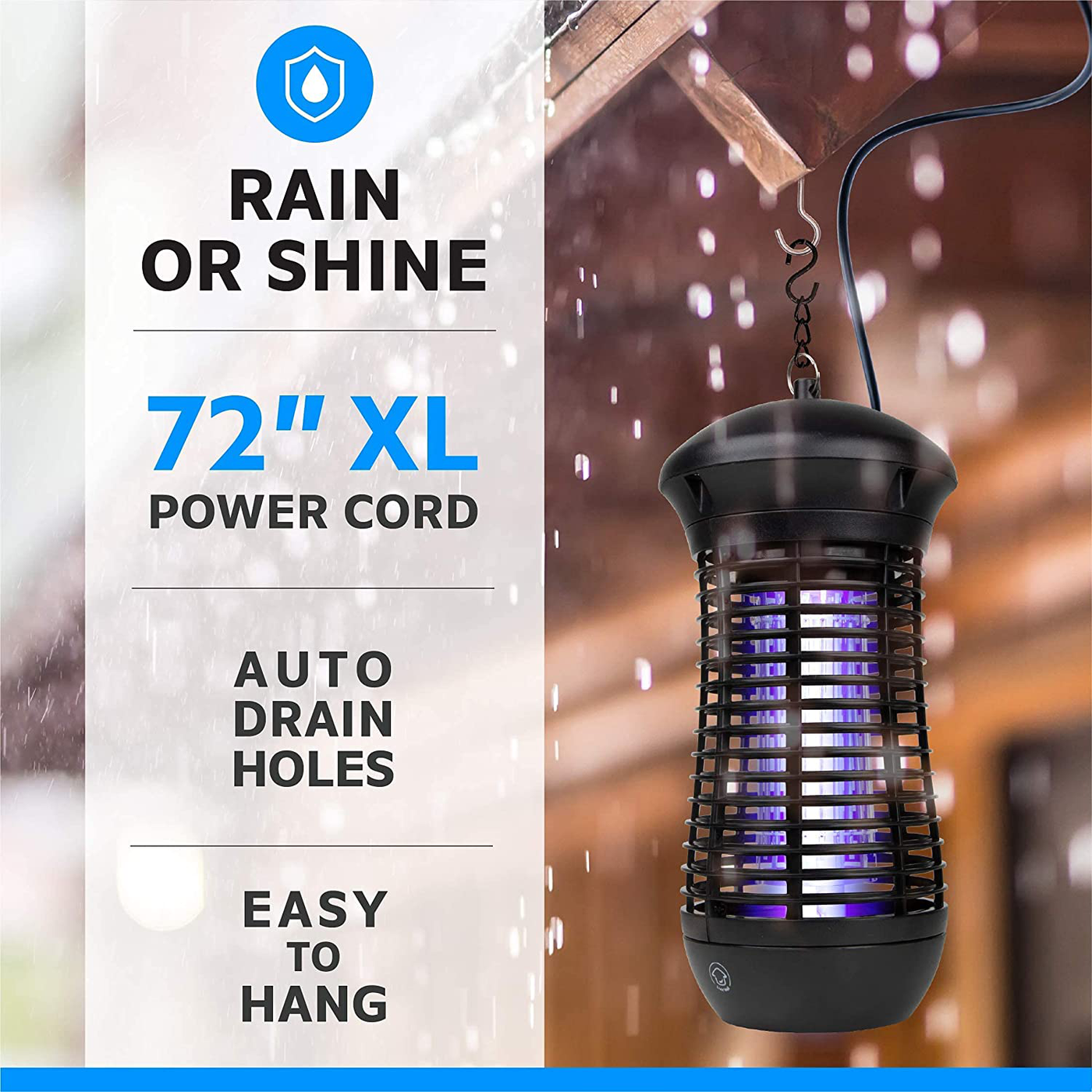 Livin’ Well Bug Zapper - 4000V High Powered Electric Mosquito Zapper, Fly, Mosquito Trap with 1,500 Sq. Feet Range and 18W UVA Mosquito Killer Bulb