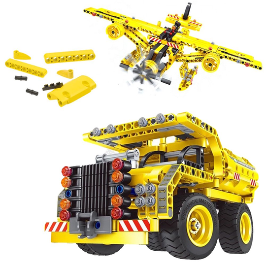 2-in-1 Dump Truck or Airplane - 361 Pcs Creative Bricks Engineering Building Blocks Kit