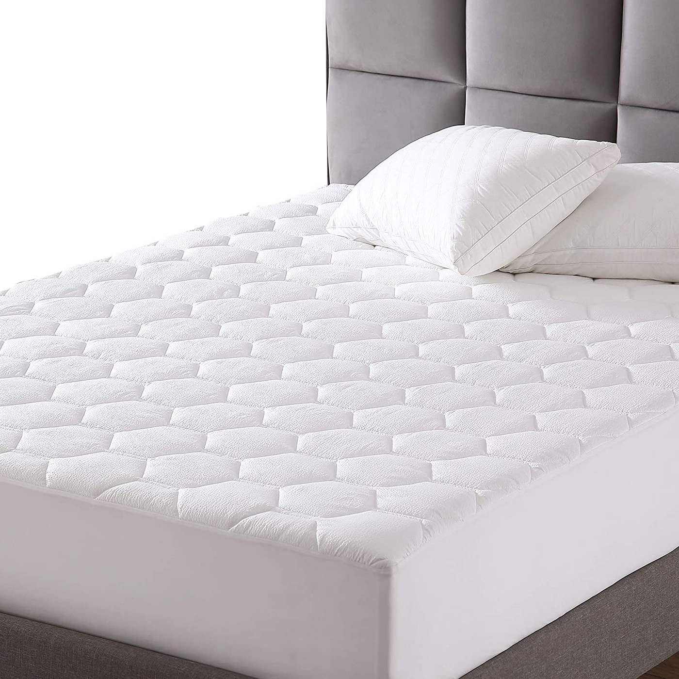 EXQ Home Mattree Cover Queen Size Bed (60x80 inches) Quilted Mattress Pad Protector Soft Queen Size Mattress Pad Fitted Sheet Stretch Up to 18” Deep Pocket (Breathable)