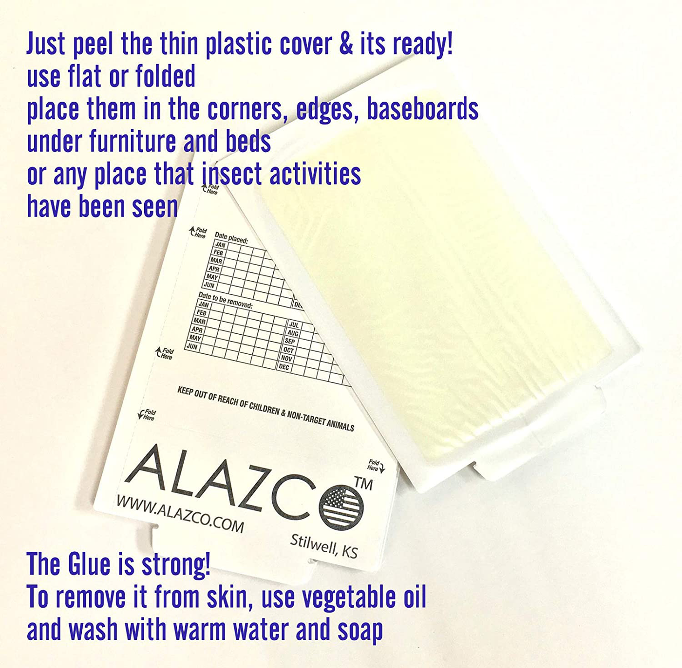 ALAZCO 12 Glue Traps - Excellent Quality Glue Boards Mouse Trap Bugs Insects Spiders, Brown Recluse, Crickets Cockroaches Lizard Scorpion Mice Trap & Monitor Non-Toxic Made in USA