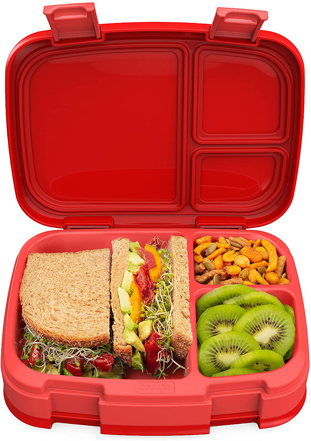 Bentgo Fresh – Leak-Proof, Versatile 4-Compartment Bento-Style Lunch Box with Removable Divider, Portion-Controlled Meals for Teens and Adults On-The-Go – BPA-Free, Food-Safe Materials (Red)