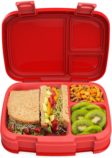 Bentgo Fresh – Leak-Proof, Versatile 4-Compartment Bento-Style Lunch Box with Removable Divider, Portion-Controlled Meals for Teens and Adults On-The-Go – BPA-Free, Food-Safe Materials (Red)