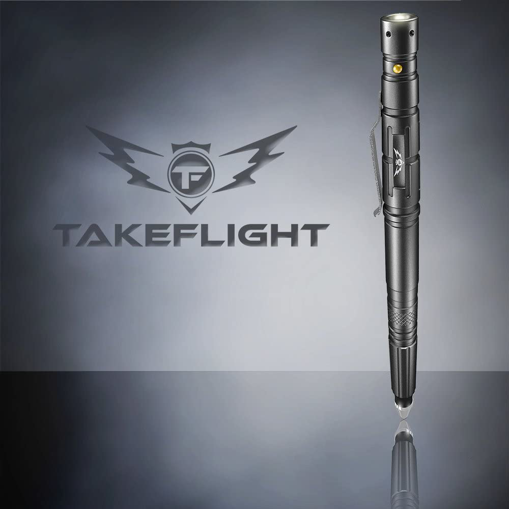 TAKEFLIGHT Tactical Pen Survival Gear – Aircraft-Grade Aluminum LED Tactical Flashlight Multi Tool – Rugged, Lightweight EDC Pen Survival Tool – Glass Breaker, Bottle Opener, Screwdriver, Gift Boxed