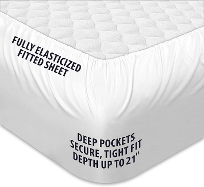 TEXARTIST King Mattress Pad Cover Cooling Mattress Topper 400 TC Cotton Pillow Top Mattress Cover Quilted Fitted Mattress Protector with 8-21 Inch Deep Pocket