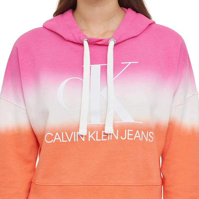 Calvin Klein Jeans Womens Monogram Logo Tie Dye Block Hoodie