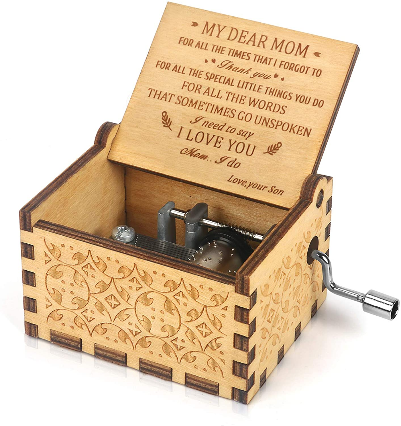 Engraved Music Box Hand Crank Musical Box