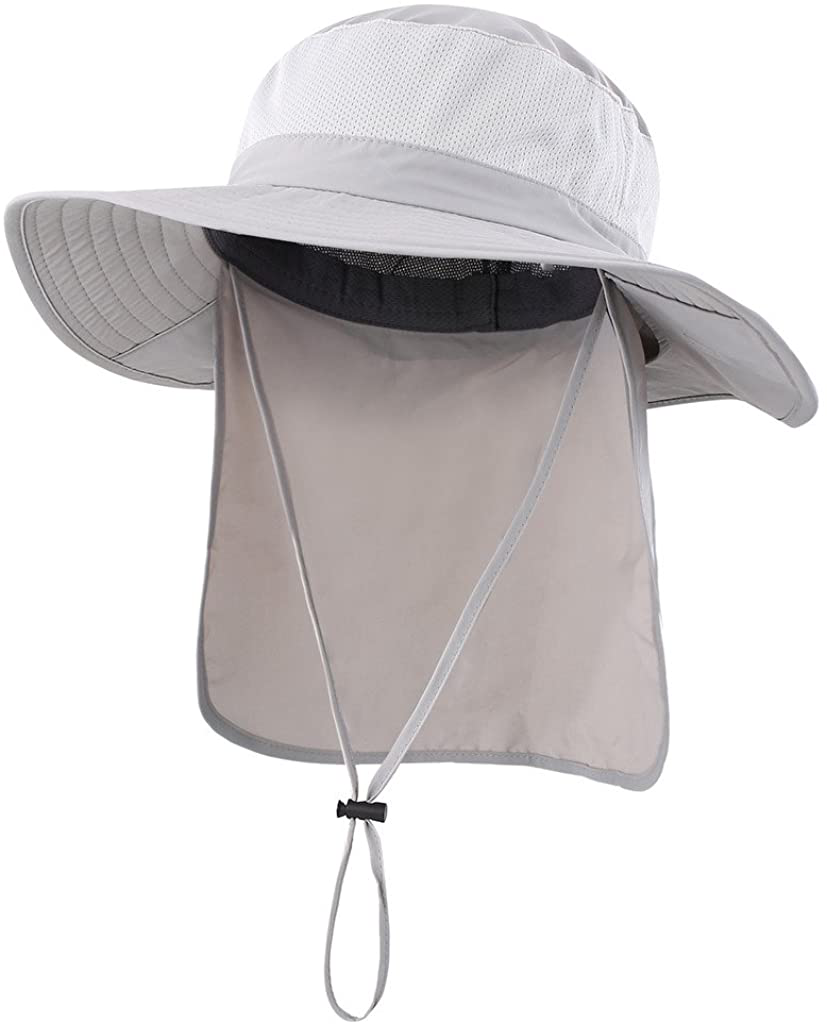 Outdoor UPF50+ Mesh Sun Hat Wide Brim Fishing Hat with Neck Flap