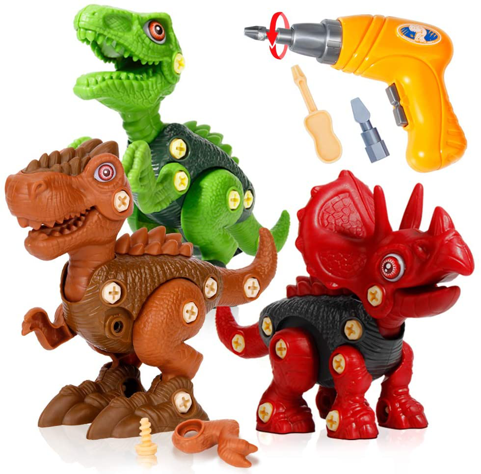BOBXIN Take Apart Dinosaur Toys for Kids 3-5 ,DIY T Rex Building Toy Set with Electric Drill,Construction Engineering Play Kit, STEM Learning Gift for Boy Girl Age 3 4 5 6 7 Years Old