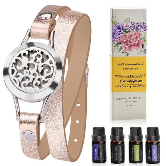 Aromatherapy Essential Oil Diffuser Bracelet Gift Set w/Rosemary, Lavender, Bergamot, Eucalyptus, 10ML/pcs, Unique Gift Ideas for Women, Girls, Friend, Mom at Anniversaries, Birthday and Christmas
