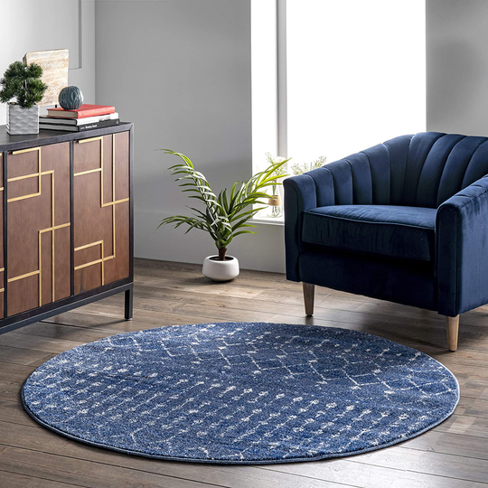 nuLOOM Moroccan Blythe Area Rug, 4' Round, Dark Blue