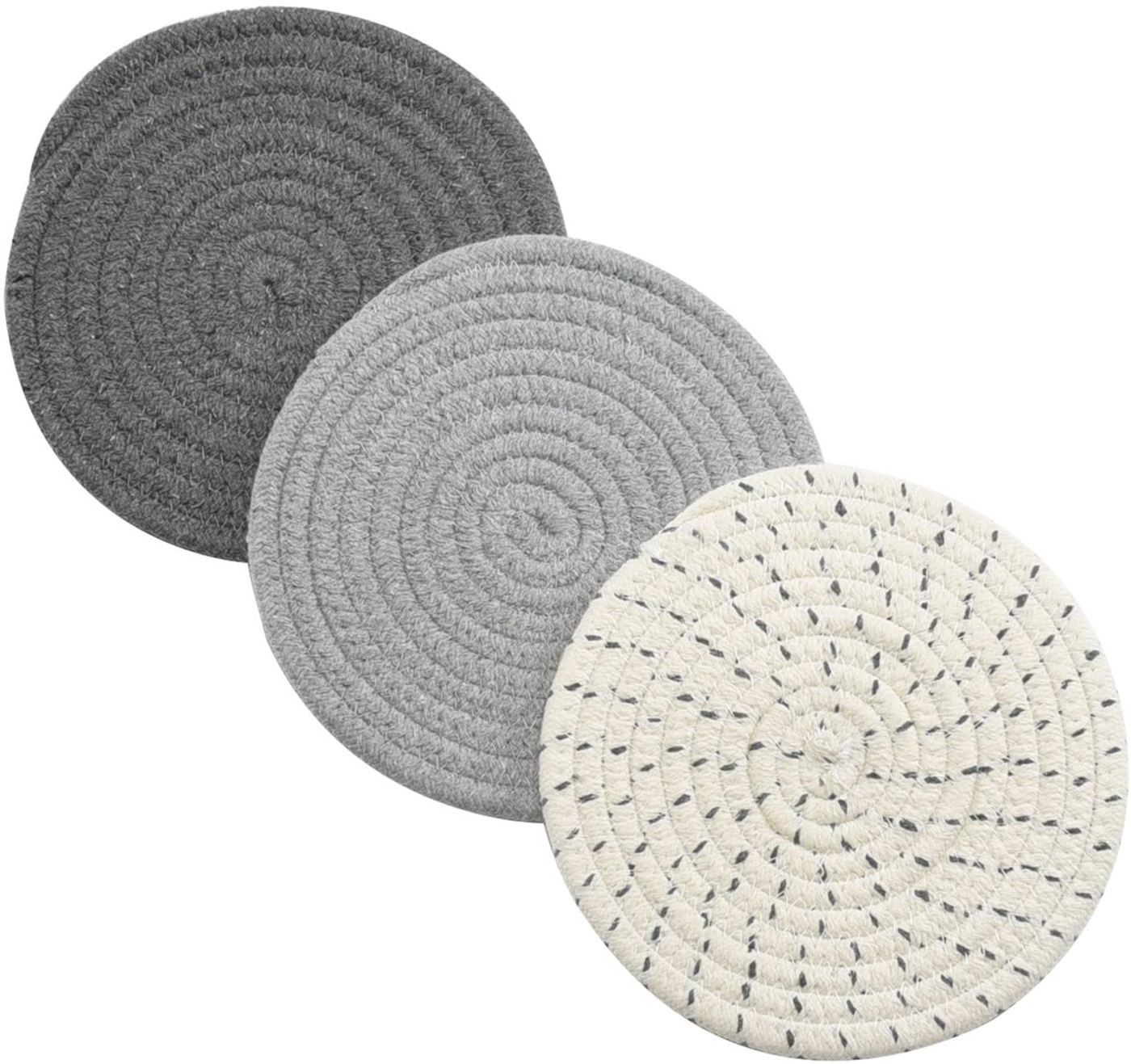 Pot Holders Set Trivets Set 100% Pure Cotton Thread Weave Hot Pot Holders Set (Set of 3) Stylish Coasters, Hot Pads, Hot Mats, Spoon Rest For Cooking and Baking by Diameter 7 Inches (Purple)