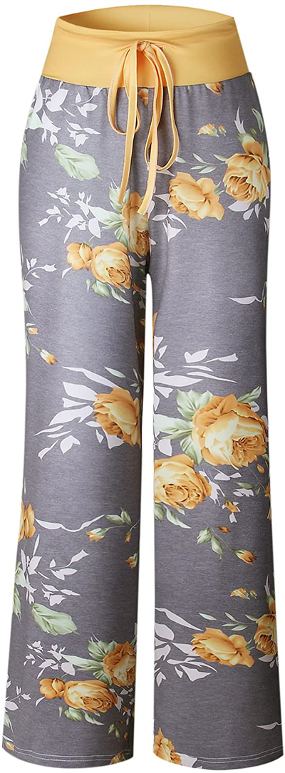 Women's Comfy Stretch Drawstring Palazzo Wide Leg Lounge Pants