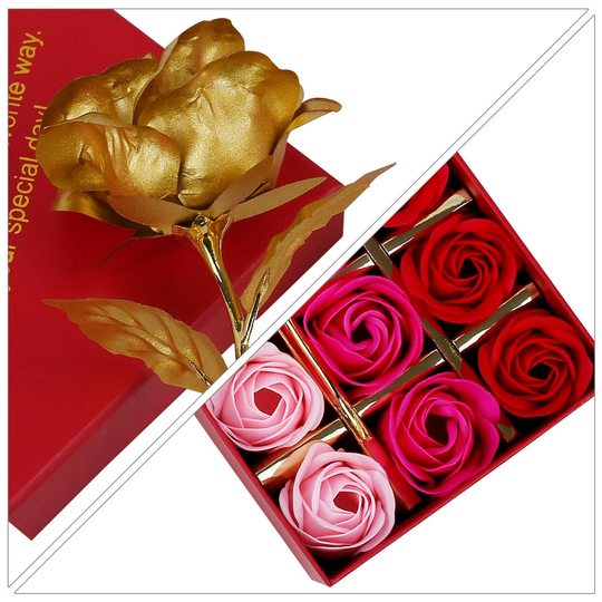 Floral Scented Bath Soap Rose Flower Petals, Plant Essential Oil Rose Soap Set