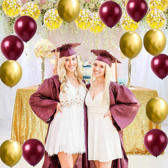 Maroon Gold 2021 Graduation Party Decorations/Burgundy Balloons for Birthday Decorations Women Qian's Party 30pcs Burgundy Gold Confetti Balloons for Burgundy Gold Bridal Shower Decorations/Maroon Gold Wedding Decorations