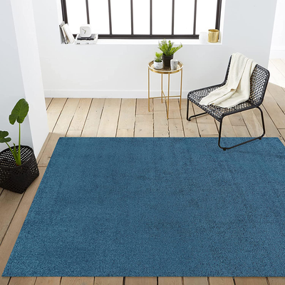 JONATHAN Y Haze Solid Low-Pile Turquoise 3 ft. x 5 ft. Area Rug, Casual,Contemporary,Solid,Traditional,EasyCleaning,Bedroom,LivingRoom, Non Shedding