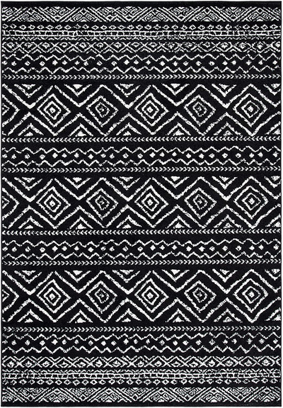 Safavieh Tulum Collection TUL267D Moroccan Boho Distressed Non-Shedding Stain Resistant Living Room Bedroom Area Rug, 3' x 3' Round, Ivory / Black