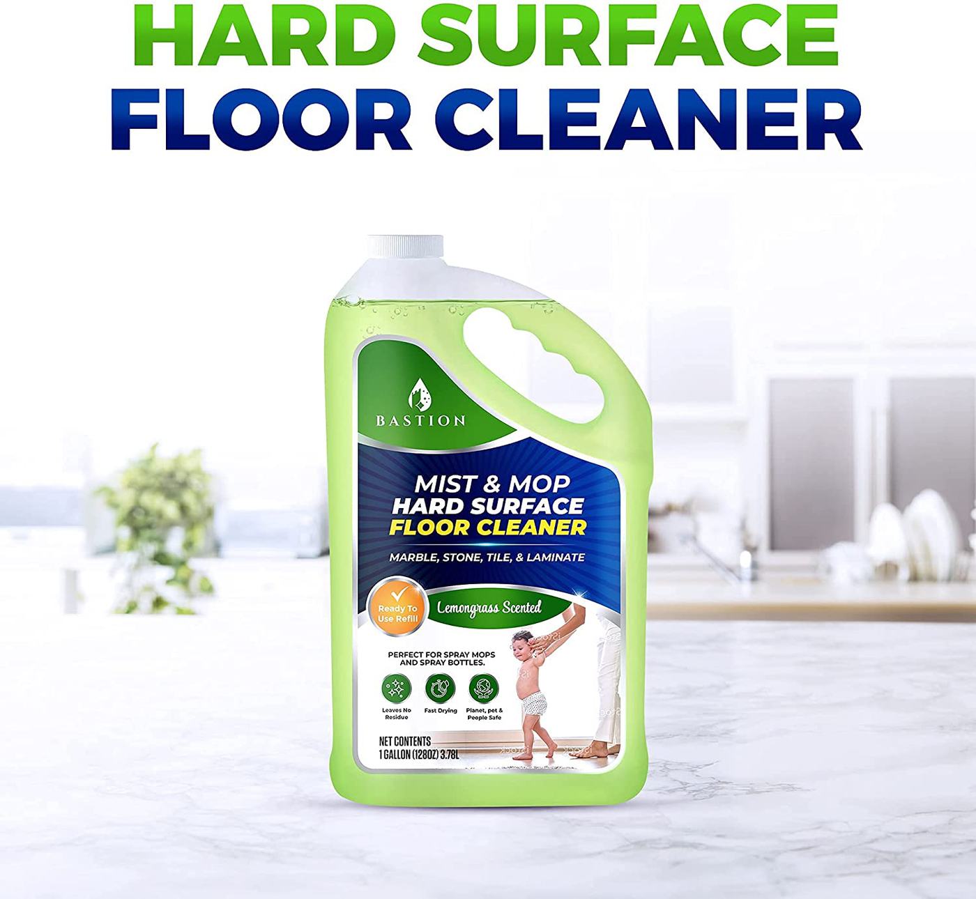 Hard Surface Floor Cleaner Solution - Ready-To-Use - Spray Mop Liquid - for Marble, Stone, Granite, Tile, Vinyl, Laminate, Linoleum - Lavender, 1 Gallon Bottle