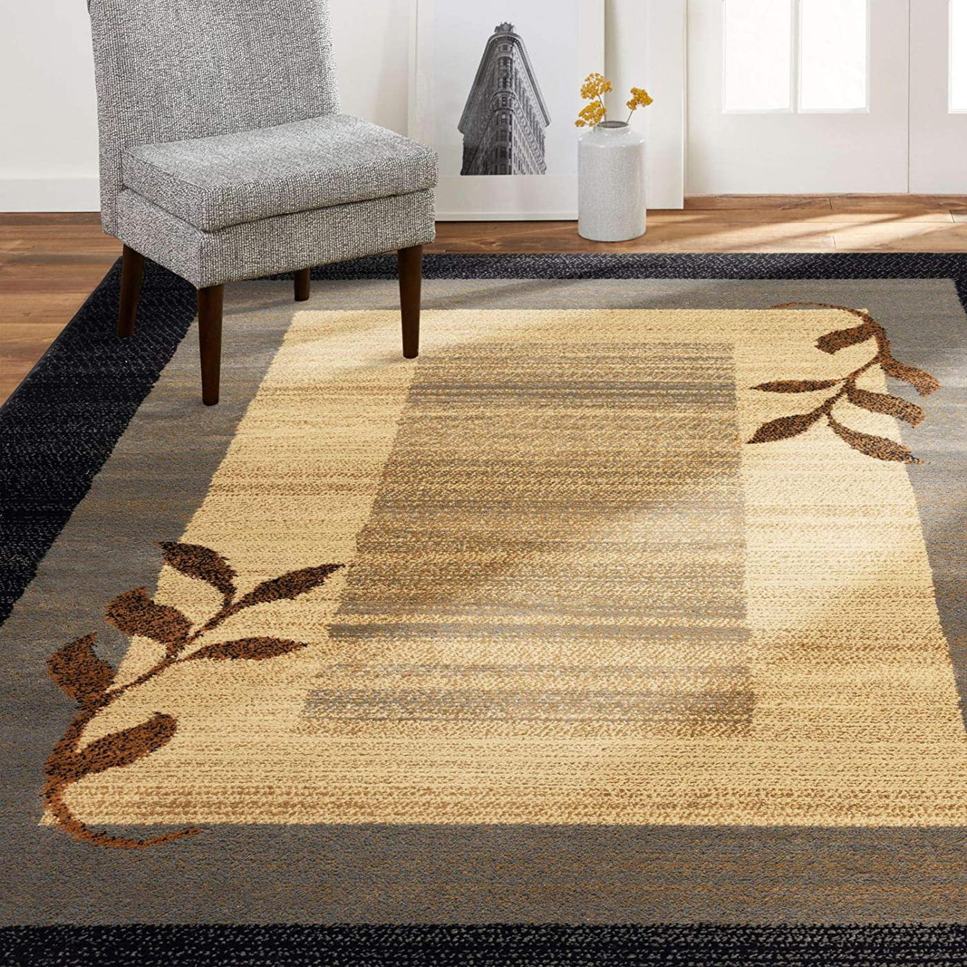 Home Dynamix Royalty Clover Modern Contemporary Area Rug, Black/Blue, 43"x62" Rectangle