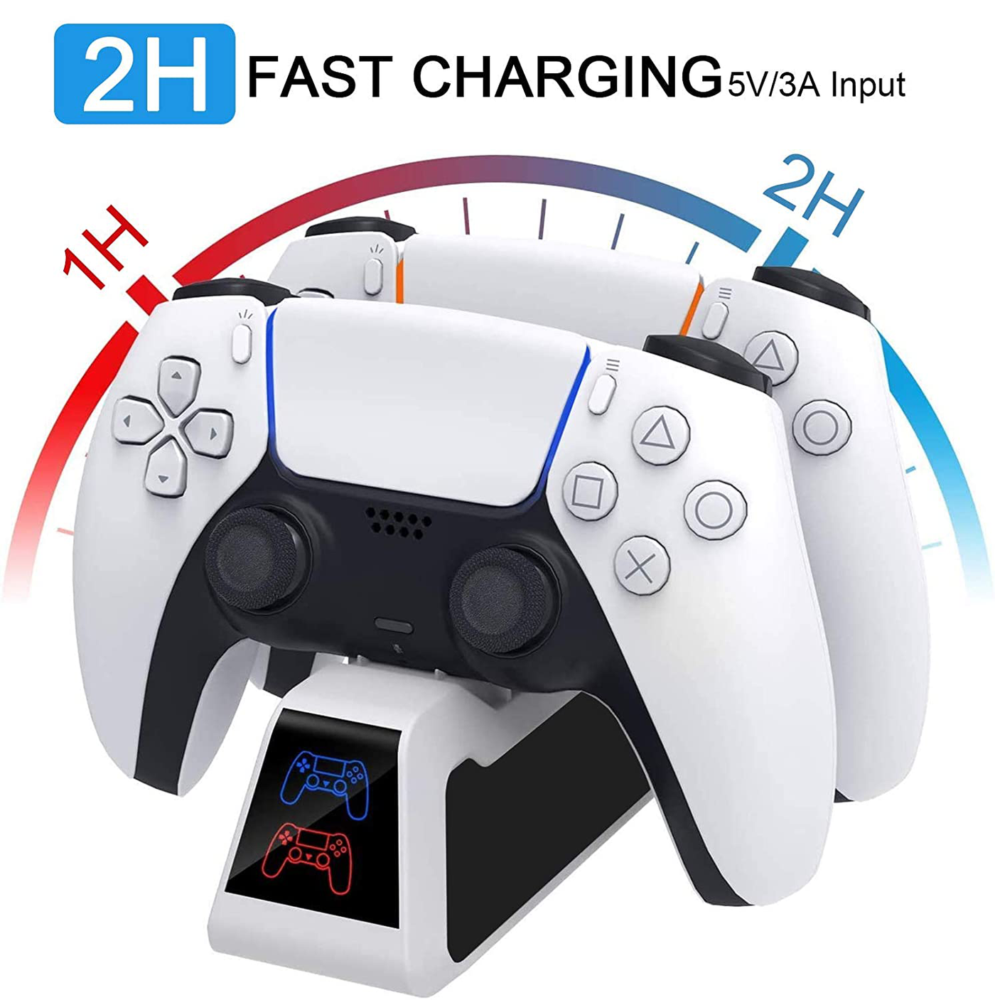 PS5 Controller Charger, Wireless Fast Charging Station Dock with LED Indicator for Sony Playstation 5 