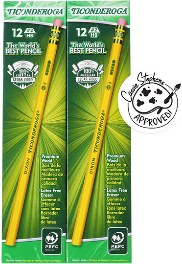 TICONDEROGA Pencils, Wood-Cased, Unsharpened, Graphite #2 HB Soft, Yellow, 96-Pack (13872)