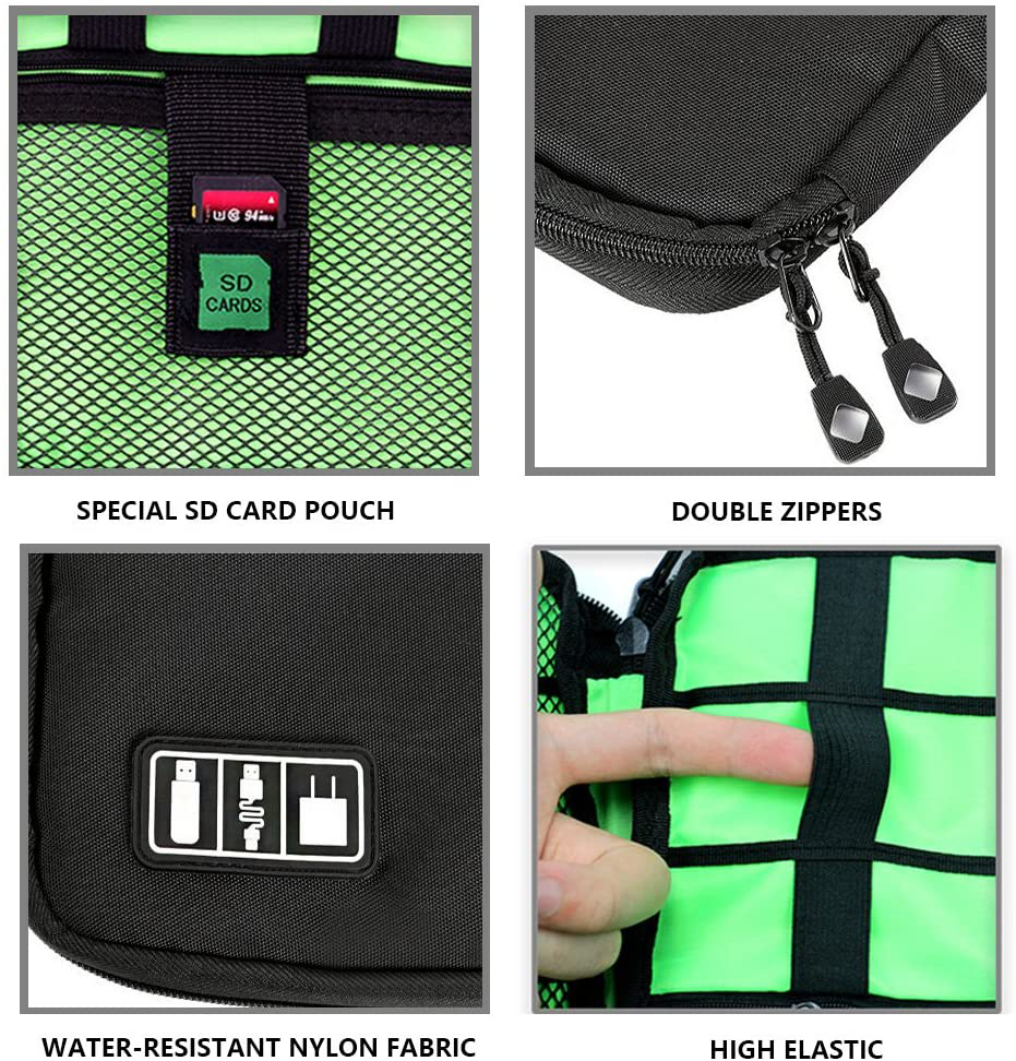 Electronics Accessories Organizer Bag,Portable Tech Gear Phone Accessories Storage Carrying Travel Case Bag, Headphone Earphone Cable Organizer Bag (M, Black)