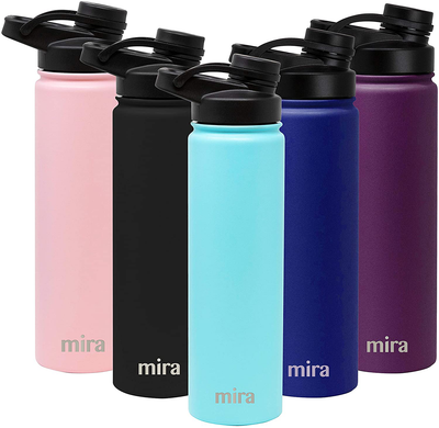 MIRA 24 oz Stainless Steel Water Bottle - Hydro Vacuum Insulated Metal Thermos Flask Keeps Cold for 24 Hours, Hot for 12 Hours - BPA-Free Spout Lid Cap - Robin Blue