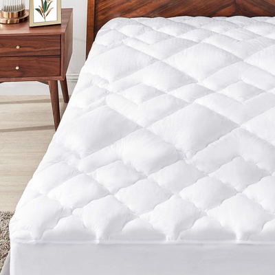 Hansleep Queen Mattress Pad Cotton Top Pillow Top Stretches up to 21” Deep Pocket, Non-Slip Mattress Topper with Down Alternative Fillings (Queen)