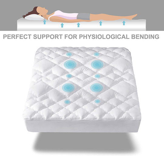 Hansleep Queen Mattress Pad Cotton Top Pillow Top Stretches up to 21” Deep Pocket, Non-Slip Mattress Topper with Down Alternative Fillings (Queen)