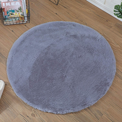 HLZHOU Soft Faux Rabbit Fur Chair Couch Cover Seat Pad Fluffy Bedside Area Rug for Bedroom Living Room or Nursery Floor Home Decoration (2 x 2 Feet, Round White)