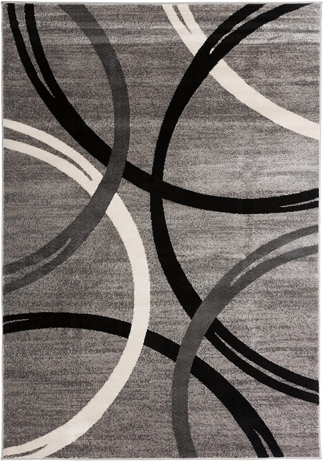 Rugshop Modern Wavy Circles Desing Area Rug 2' x 3' Gray