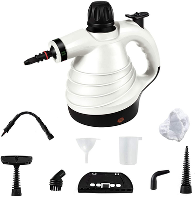 Goplus Multipurpose Steam Cleaner, Handheld Pressurized Steam Cleaner with 9-Piece Accessory Set, Portable Steam Cleaner for Kitchen, Bathroom, Windows, Auto, Floors, More (White)