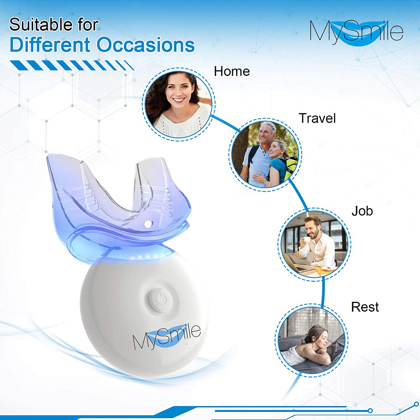 MySmile Teeth Whitening Light, LED Accelerator Light Integrated with Smart Timer and Long Lasting Batteries, 5 LED