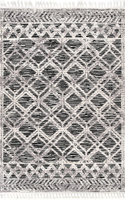 nuLOOM Ansley Shaggy Lattice Tassel Area Rug, 3' x 5', Grey