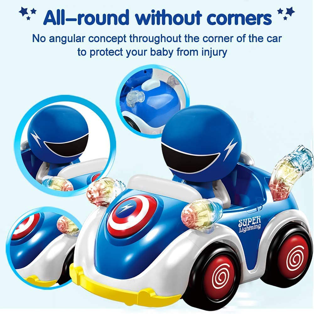 RC Toys Remote Control Car for 1 2 3 4 5 6 Year Old Baby Toddlers Children STEM RC Cartoon Race Car Toys for Kids with Music and Lights RC Car Christmas Birthday Gifts Boys Girls