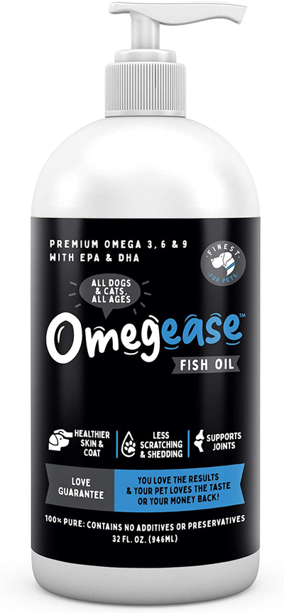 100% Pure Omega 3, 6 & 9 Fish Oil for Dogs and Cats. Supports Joint Function, Immune & Heart Health. All Natural EPA + DHA Fatty Acids for Skin & Coat. Liquid Food Supplement for Pets - 32 oz