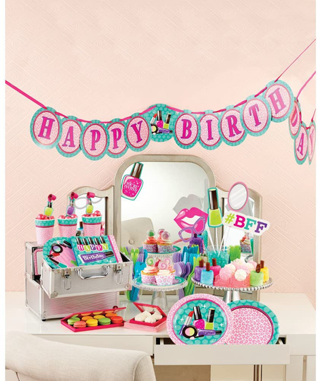 Creative Converting Disposable Sparkle Spa Party Napkin, Party Supplies, 5" x 5", Multicolor, 16ct