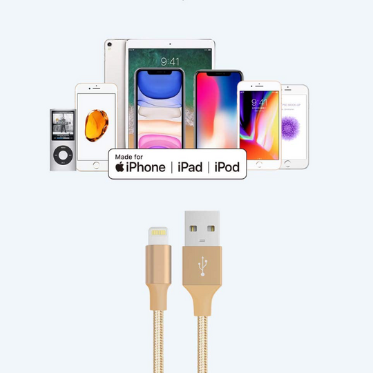 3 Pack Lightning Fast Charge iPhone & iPad - Braided USB Charging Cables