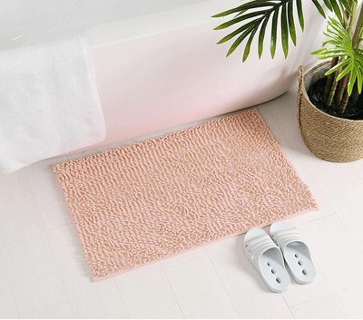 Chenille Bathroom Rug Mat, Soft Absorbent Microfiber Bathroom Mat, Plush Carpet Mats for Tub Shower Bath Room Floor