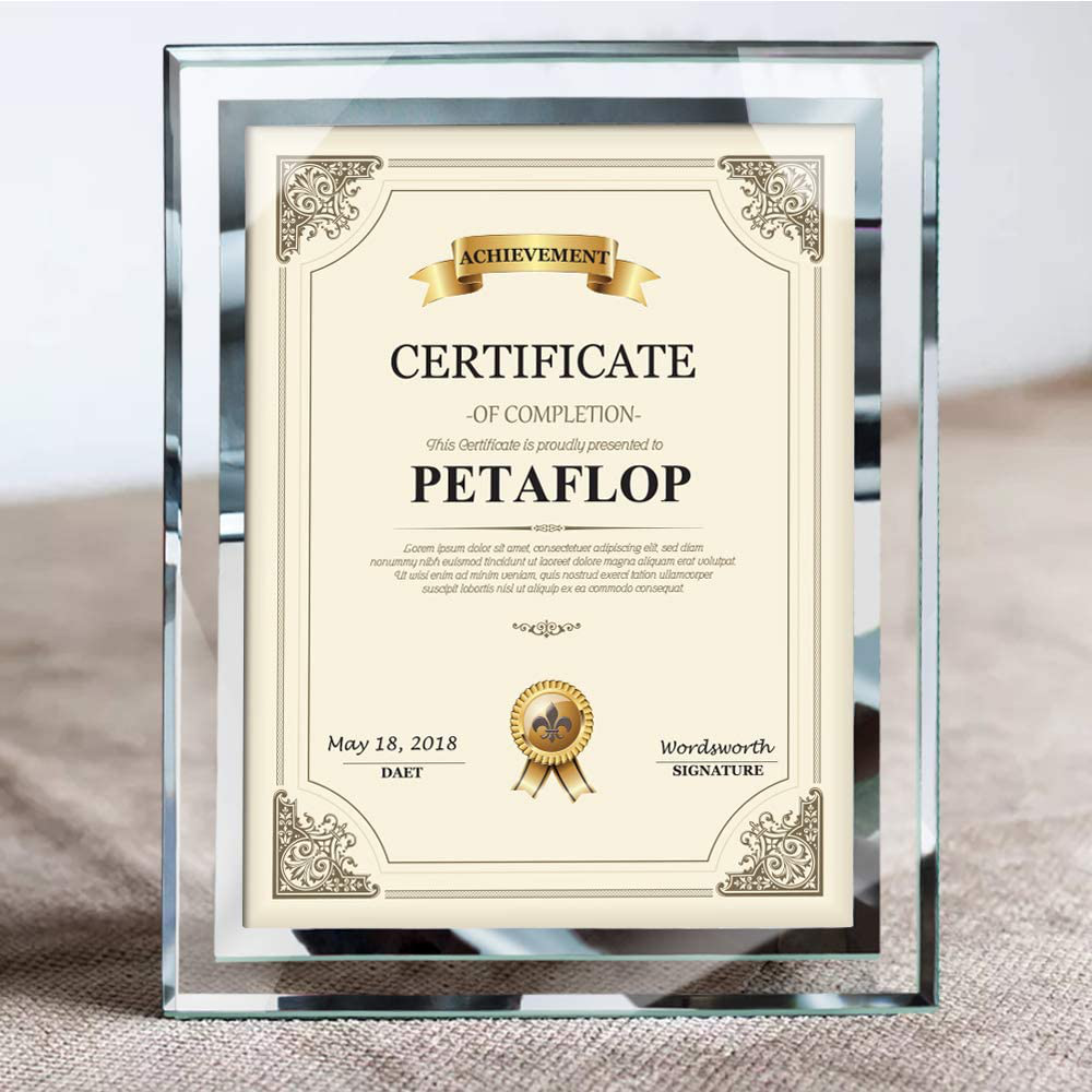 PETAFLOP 8.5x11 Picture Frames Glass 8.5 x 11 Frame Tabletop Display, 2 Pack