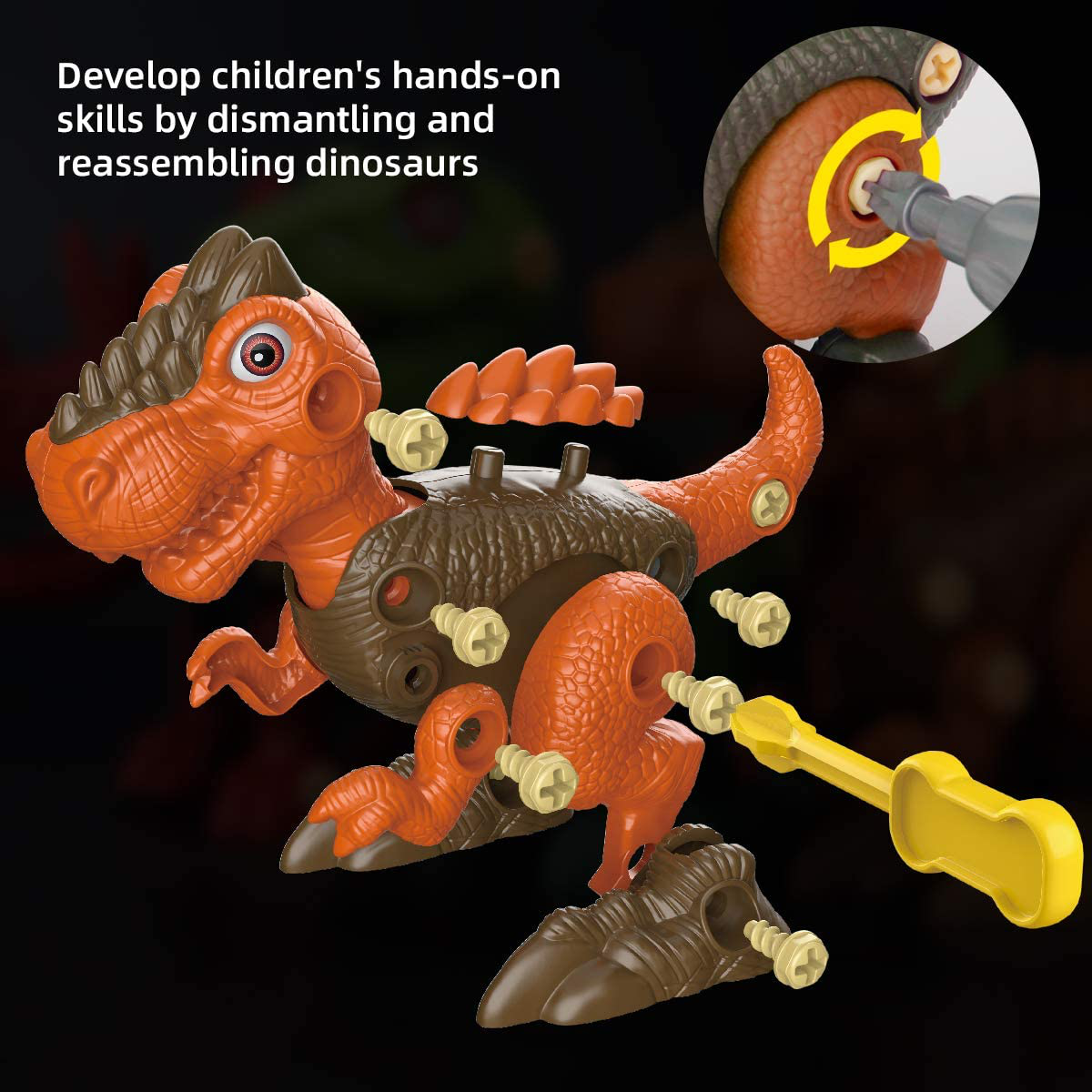 BOBXIN Take Apart Dinosaur Toys for Kids 3-5 ,DIY T Rex Building Toy Set with Electric Drill,Construction Engineering Play Kit, STEM Learning Gift for Boy Girl Age 3 4 5 6 7 Years Old