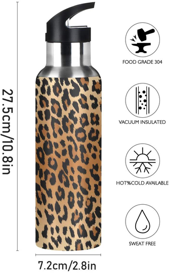 Qilmy Sport Water Bottle with Straw Lid Vacuum Insulated Stainless Steel Thermo Flask Water Bottle 20 oz