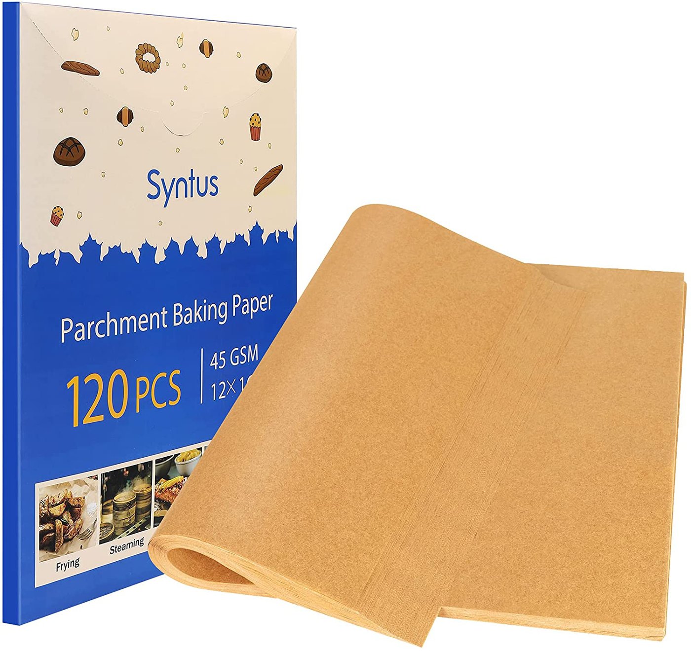 Parchment Paper Sheets Non-Stick Precut 12 x 16 Inch Unbleached Baking Papers for Cookies Steaming Bread Cup Cake Grilling Air Fryer