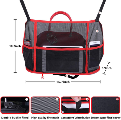 Car Net Pocket Handbag Holder, Car Purse Storage & Pocket Holder, 3-Layer Car Mesh Organizer, Seat Back Net Bag Pocketbook Holder Hammock, Helps as Dog Barrier Too（Black）