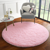 ULTRUG Fluffy Round Rug for Kids Room, Soft Circle Area Rugs for Girls Bedroom, Cute Princess Castle Nursery Rug Shaggy Circular Carpet for Teens Girls Baby Bedroom Home Decor, 4 x 4 Feet Pink