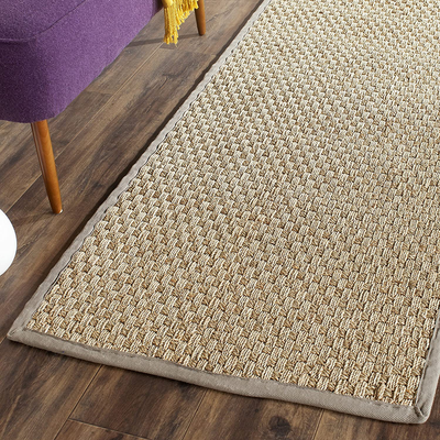 Safavieh Natural Fiber Collection NF114P Border Basketweave Seagrass Runner, 2'6" x 10' , Grey