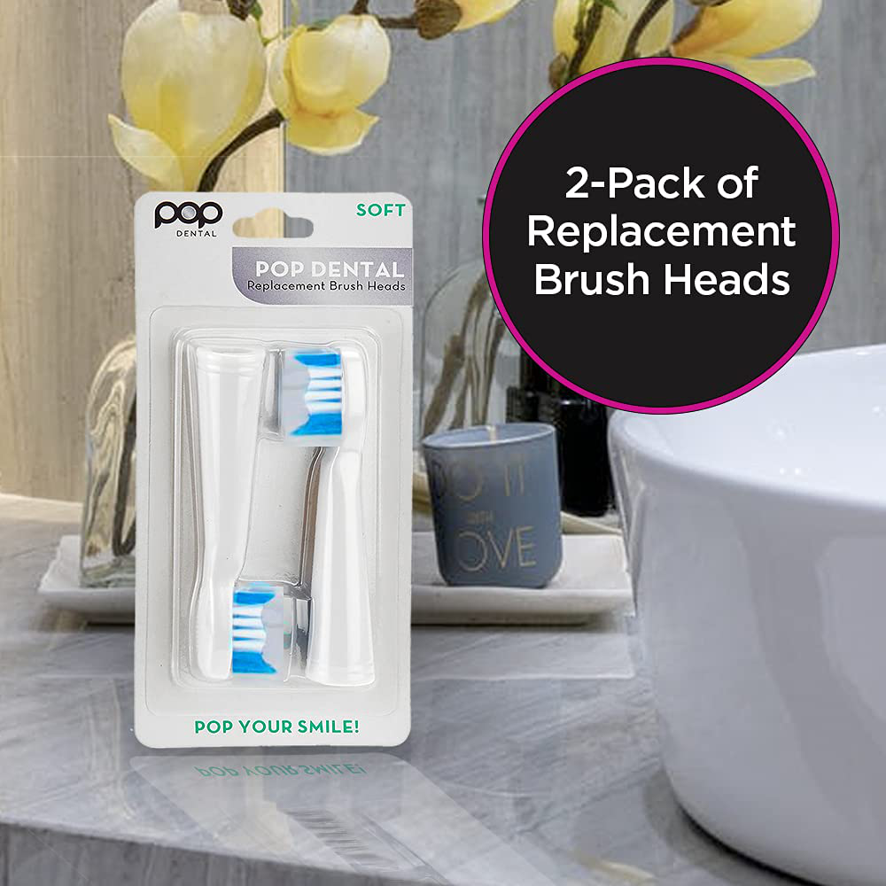 Pop Sonic Replacement Toothbrush Heads Fit's with Go Sonic USB Sonic & Pro Sonic Toothbrushes - Pack of 2