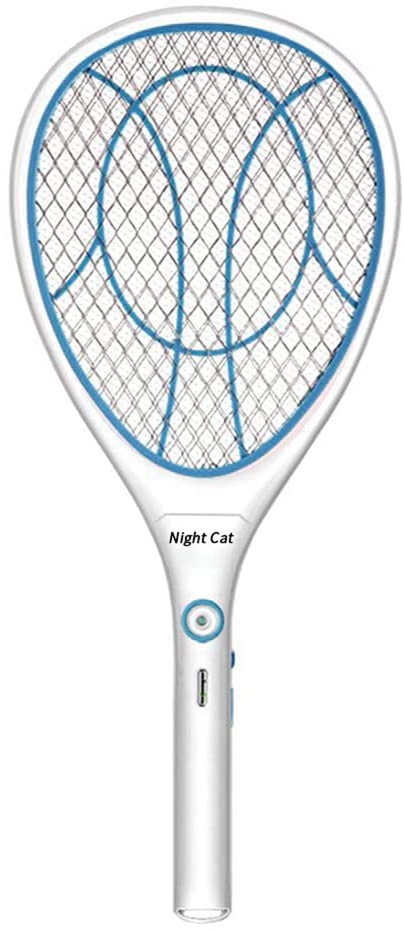 Night Cat Bug Zapper Racket Electric Fly Swatter Racquet Electronic Mosquito Killer with USB Charging LED Lighting Double Layer Protection Detachable Handle